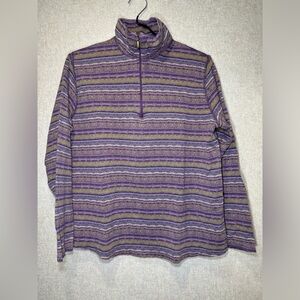 Woolrich Adventure Sweater Purple And Green Quarter Zip Outdoor Wear Size XL